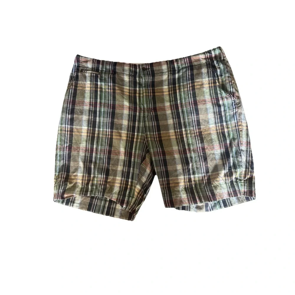 VTG Y2K Polo‎ Ralph Lauren Shorts Mens 46B Multicolor Plaid 100% Cotton Golf EUC